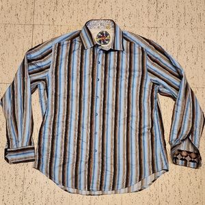 Robert Graham Striped Button Down Casual Dress Shirt
